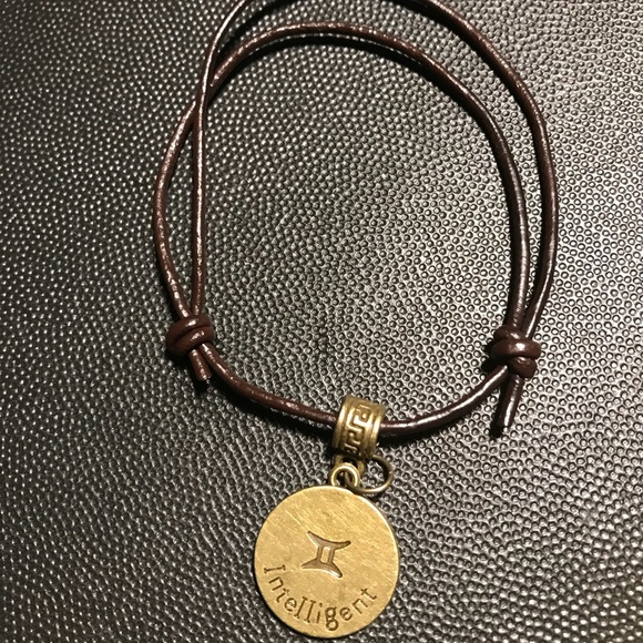 Intelligent Gemini Brown Leather Unisex Bangle - Picture 2 of 2